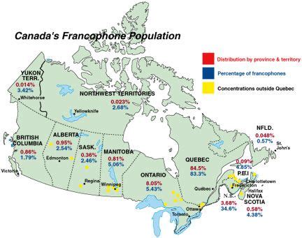 Map of Canada's Francophone Population | French education, French ...