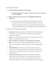 Deontology.docx - Answer the following Tasks 1. What are the basic ...