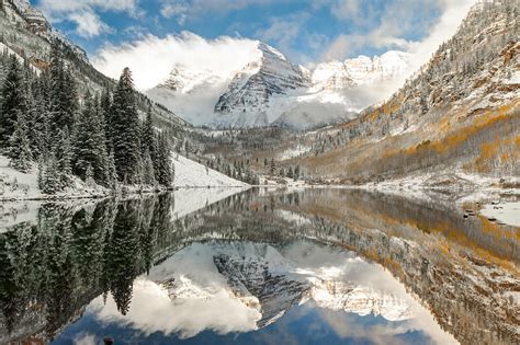 Maroon Bells Covered In Snow - Aspen Colorado Photograph by Gregory Ballos