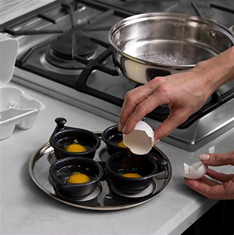 Modern Innovations Stainless Steel Egg Poacher Pan Set with 4 Nonstick