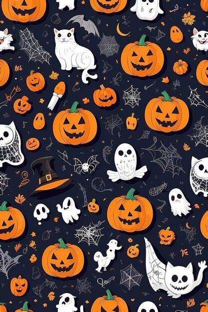 Premium Photo | Doodle halloween pattern foreground elements