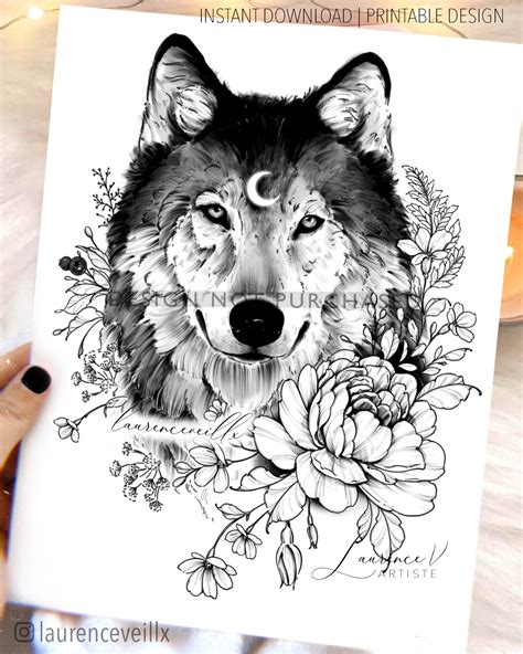 Wolf rose tattoo designs photos