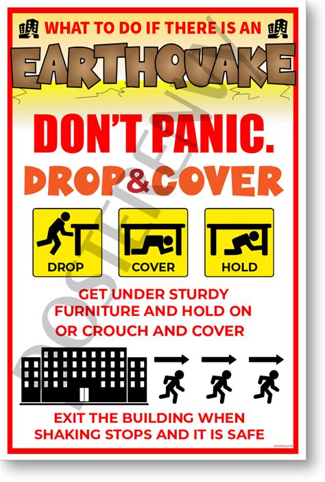 Earthquake Safety Awareness - NEW Educational Health Public Safety Prevention POSTER