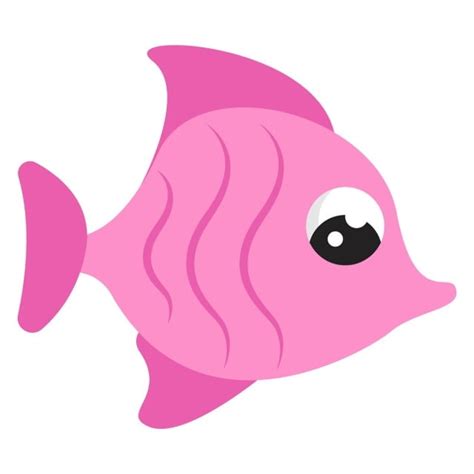 Pink Cute Fish Illustration Vector On White Background, Fish, Vector ...