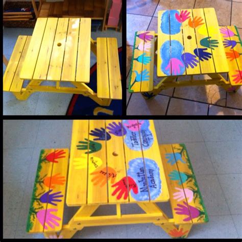 Pin by Sandra Maldonado on Kids Art | Kids picnic table, Painted picnic ...