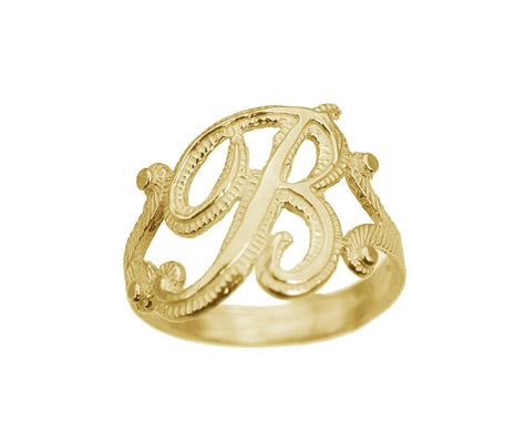 Letter B Initial 24K Gold Plated ring Jewelry Fancy Elegant Script New Jewelry - Precious Metal ...