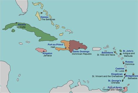 map of Caribbean with countries labeled | Caribbean islands map ...