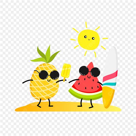 Summer Holiday Clipart Transparent Background, Fruit Cartoon Holiday In Summer Ilustration ...