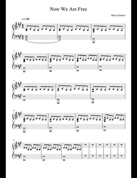 Now We Are Free sheet music for Piano download free in PDF or MIDI