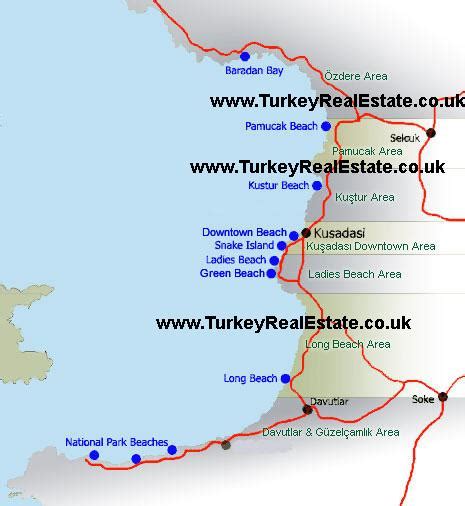 Kusadasi Beach Map