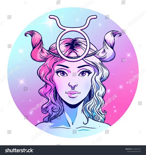 Taurus Zodiac Sign Artwork Beautiful Girl Stock Vector (Royalty Free ...