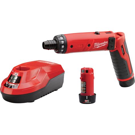 FREE SHIPPING — Milwaukee M4 Li-Ion Electric Hex Screwdriver Kit With 2 Batteries — 1/4in ...