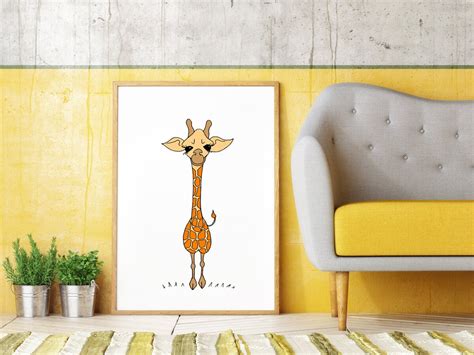 Baby Giraffe Nursery Printable Wall Art Cute Giraffe Poster - Etsy