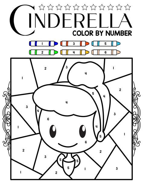 Disney Princess Cinderella Color by Number (Free Printables) - 24hourfamily.com