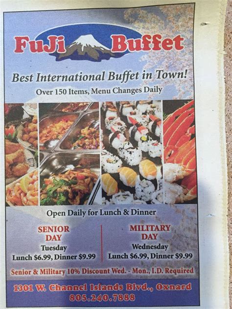 Menu at Fuji Buffet restaurant, Oxnard