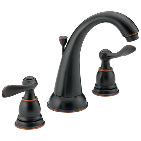 Delta Windemere Oil-Rubbed Bronze 2-Handle Widespread WaterSense Bathroom Sink Faucet with Drain ...