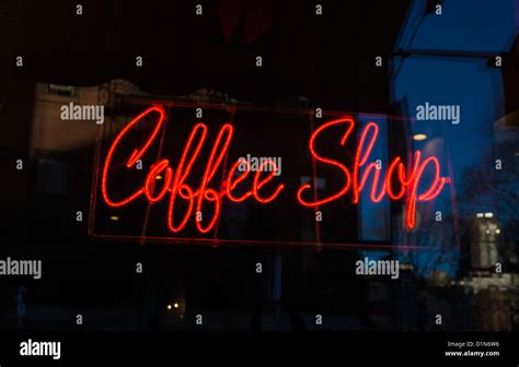 Neon coffee shop sign Stock Photo - Alamy