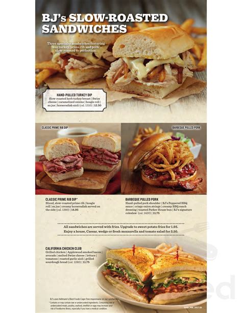 BJ's Restaurant & Brewhouse menu in Framingham, Massachusetts, USA