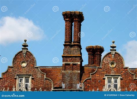 The Chimneys and Rooftop of a Tudor Building, England Stock Photo - Image of blue, elizabethan ...