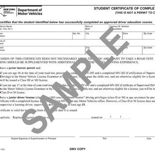 Form MV-285. Student Certificate of Completion | Forms - Docs - 2023