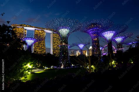 Gardens By The Bay Light Show in Singapore Stock Photo | Adobe Stock