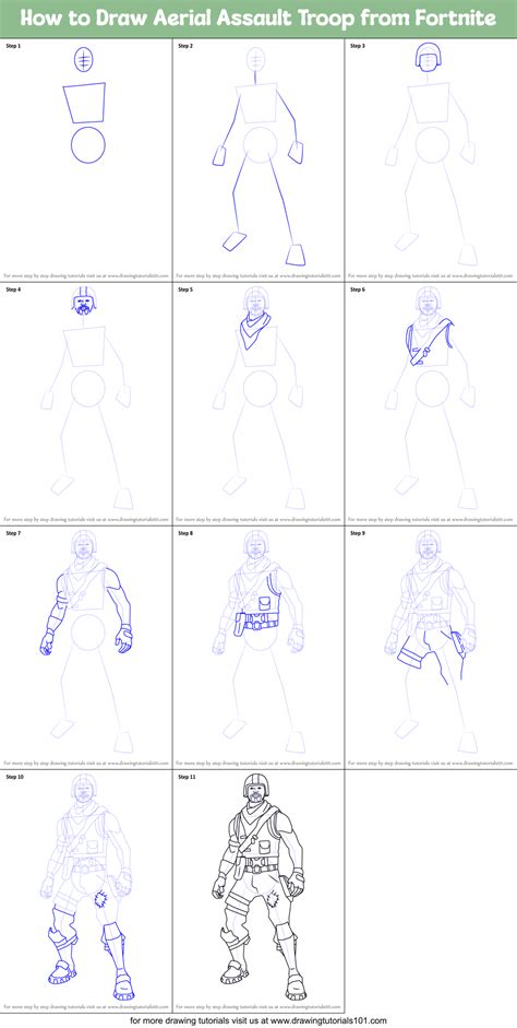 How to Draw Aerial Assault Troop from Fortnite printable step by step drawing sheet ...