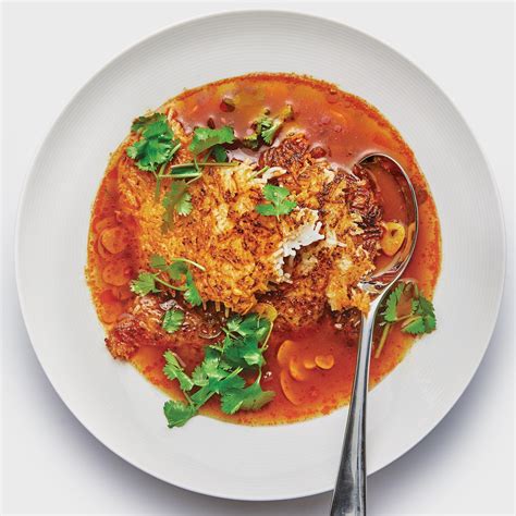 Spicy and Tangy Broth With Crispy Rice Recipe | Epicurious