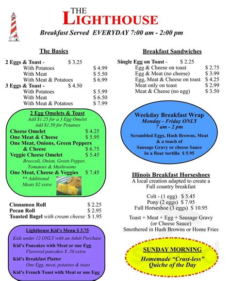 Lighthouse Family Restaurant menu in Rochester, Illinois, USA