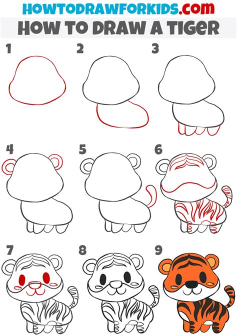 How to Draw a Cartoon Tiger - Easy Drawing Tutorial For Kids