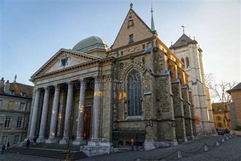 Cathedral in the Old Town of Geneva Stock Photo - Image of blue, winter ...