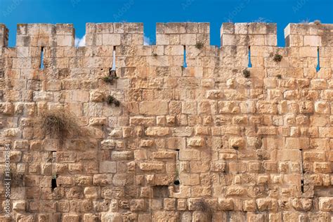 Jerusalem Old City stone wall background, Jerusalem, Israel. Stock ...