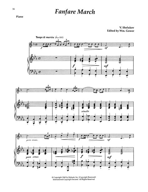 Fanfare March by Vyacheslav Shelukov Sheet Music for Trumpet and Piano ...