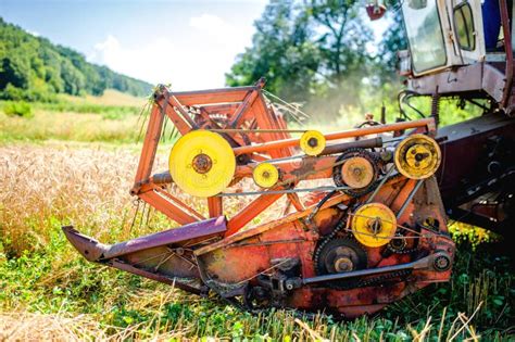 Detail of Harvester Machinery, Tractor at Farm Stock Image - Image of ...