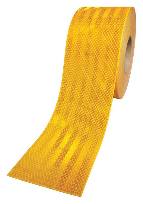 3M Reflective Tape, Yellow Reflective Color, 4 in Width, 50 yd Length, Acrylic Adhesive Material ...