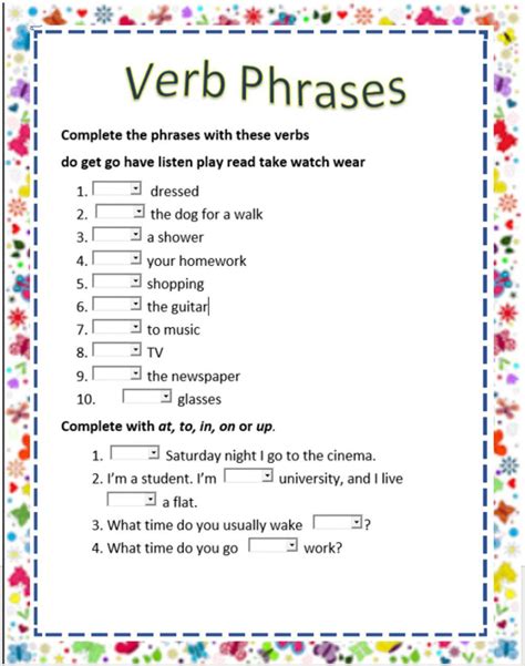 Free verb phrase worksheet, Download Free verb phrase worksheet png ...