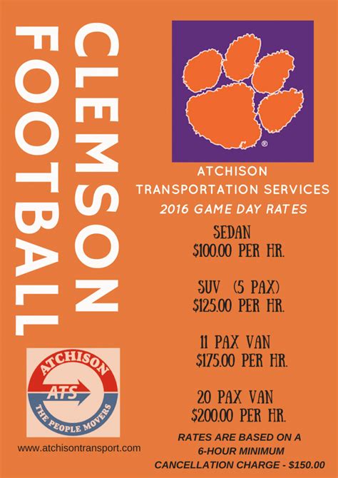 Calling All Clemson Tigers Football Fans | Atchison Transport Services