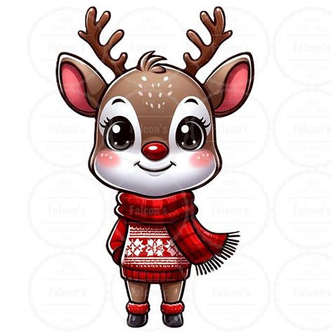 Cute Reindeer PNG, Christmas, Christmas Reindeer PNG, Digital Download ...