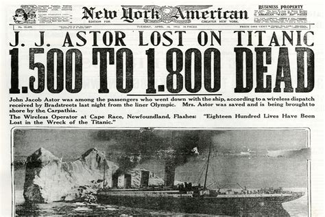 Titanic Newspaper Articles From 1912, Compilation of Newspapers on Titanic