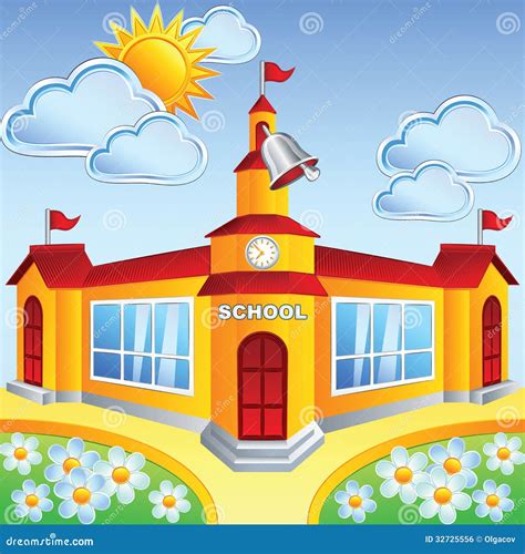 Vector Cartoon School Building Royalty Free Stock Image - Image: 32725556