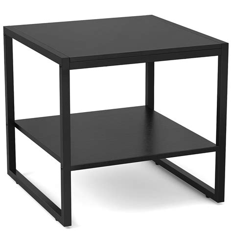 Homieasy End Table, 20 Inch Square Side Table Modern Night Stand with 2-Tier Storage Shelf ...