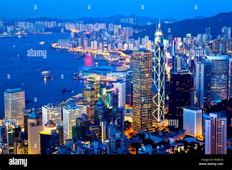 Hong Kong city night view at peak Stock Photo - Alamy