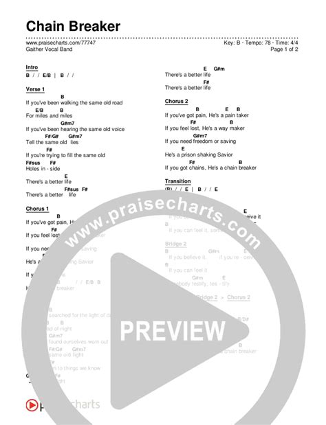 Chain Breaker Chords PDF (Gaither Vocal Band) - PraiseCharts