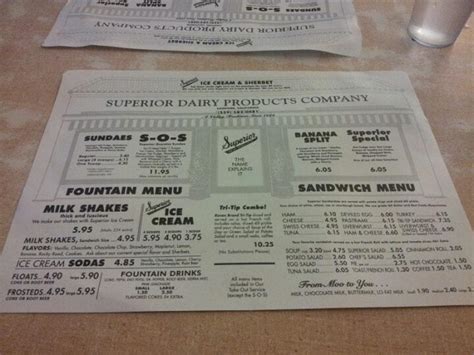 Menu at Superior Dairy restaurant, Hanford