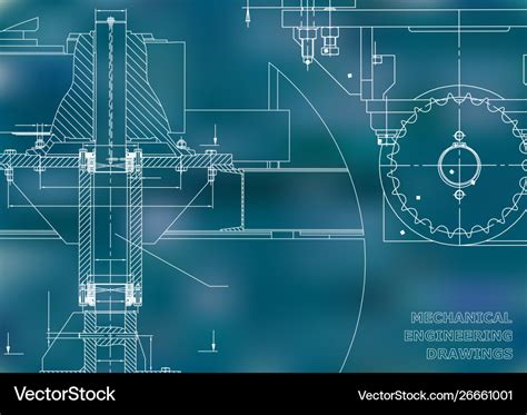 Blueprints mechanical engineering drawings cover Vector Image