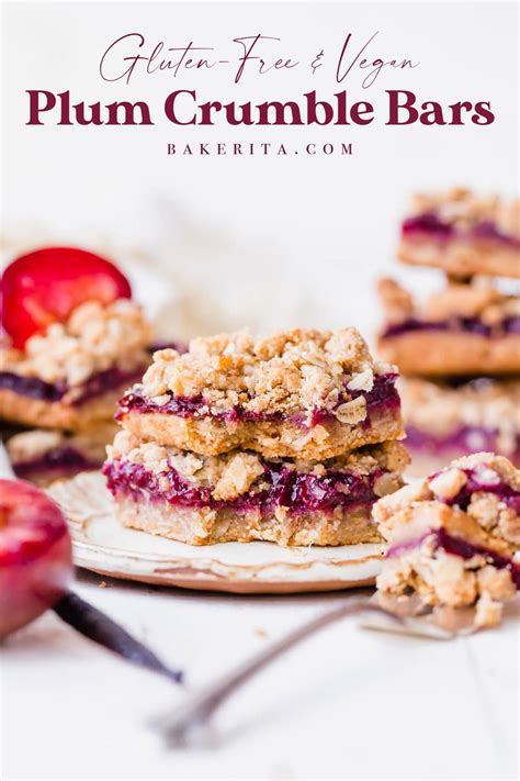 Plum Crumble Bars (Gluten Free + Vegan) • Bakerita