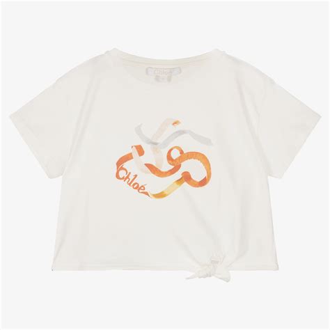 Chloé - White Floral Logo T-Shirt | Childrensalon