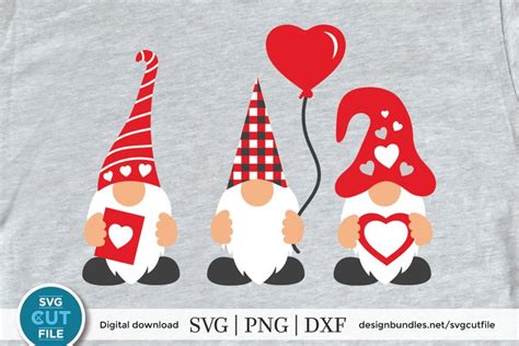 Valentine's Day Svg, Valentine Gnomes Svg, three gnomes svg