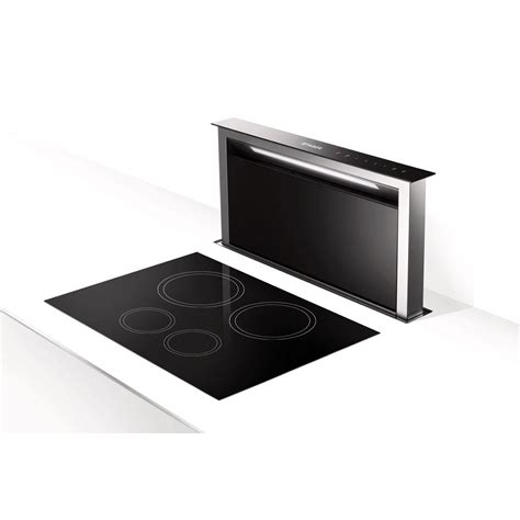 Faber Fabula Plus 340.0571.082 90cm Stainless Steel Black Glass Downdraft Hood - Appliance Centre