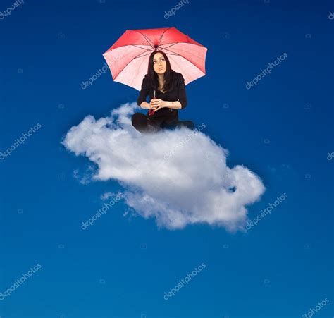 Woman sitting on cloud Stock Photo by ©genious2000de 4699505