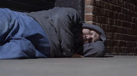 Homeless Man Sleeping In Alley Of Side Stock Footage SBV-310358664 ...